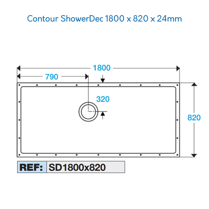 Contour Shower Dec 1800 x 820mm - SD1800x820