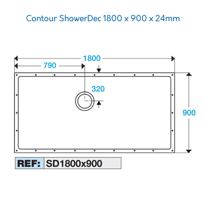 Contour Shower Dec 1800 x 900mm - SD1800x900