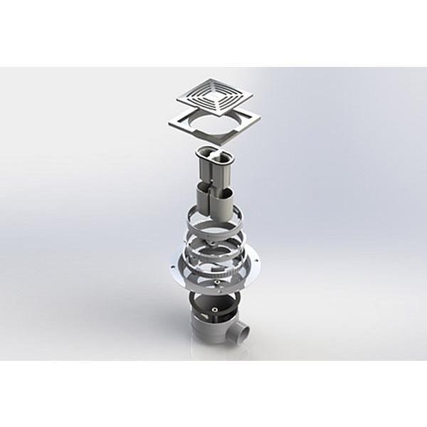 Exploded view of Impey floor drain components