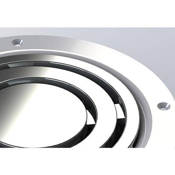 Close-up of chrome plated vinyl floor drain gully design