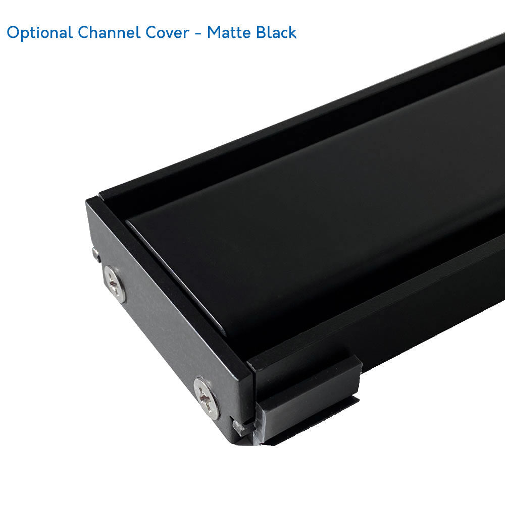 Optional matte black channel cover for WetBase® Linear Wet Room Shower Tray, providing a stylish and contemporary drainage finish.