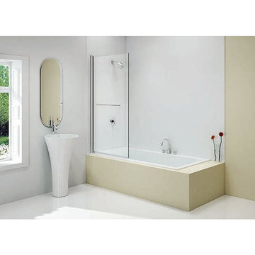 Merlyn 6mm Single Panel Hinged Square Bath Screen with Towel Rail - MB2T