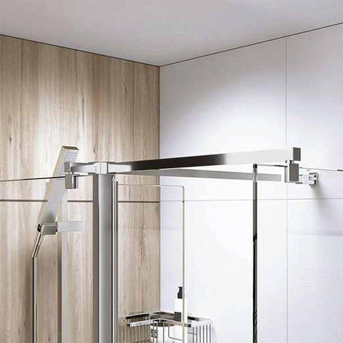 Roman Haven square side panel bracing support bar in polished chrome finish, providing extra stability for shower screen installations.