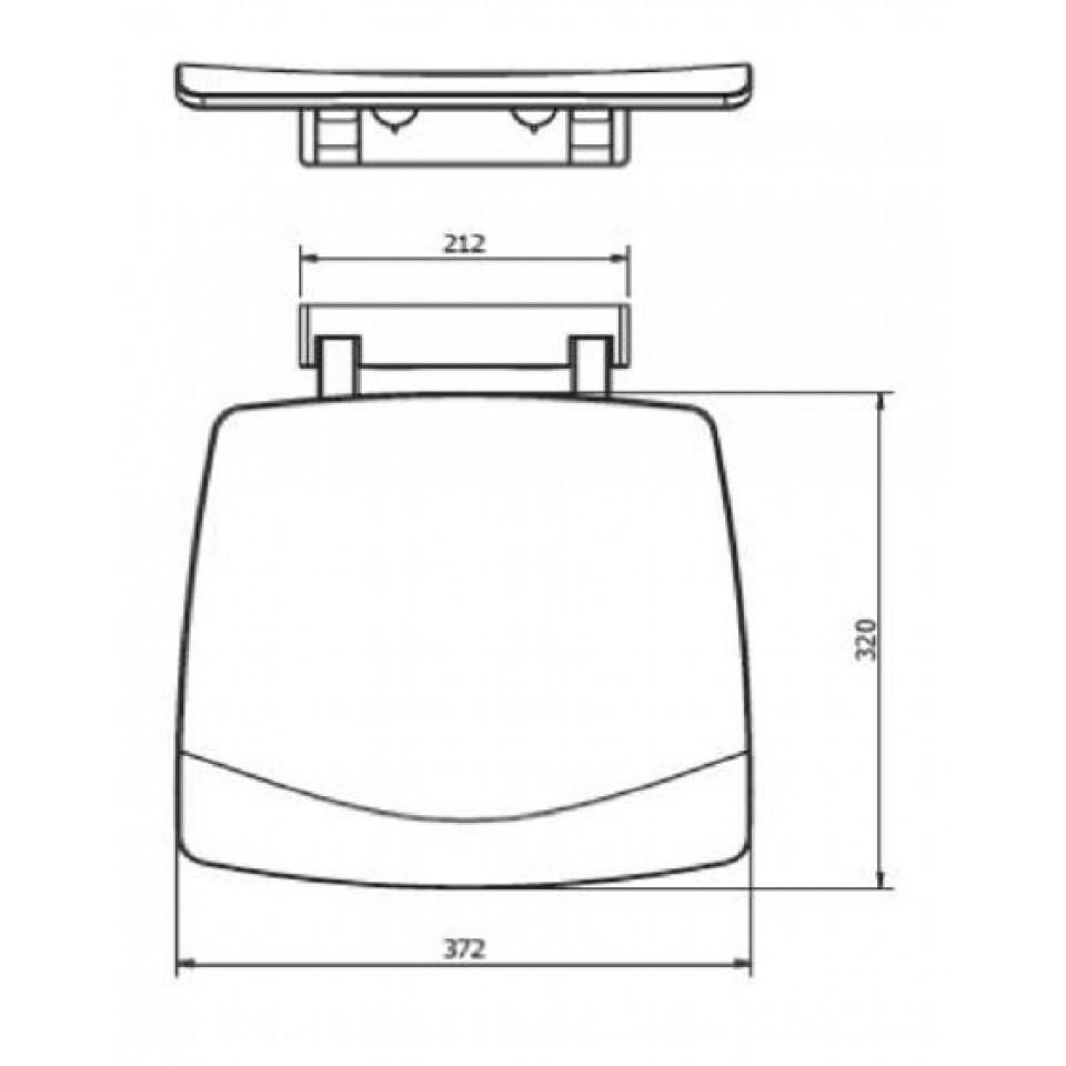 Technical drawing of Velena Devote shower seat, dimensions included.