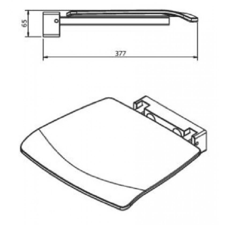 Side view technical drawing of Velena Devote shower seat.