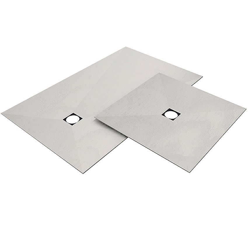 Grey Wedi Fundo Top Primo shower trays with offset drain