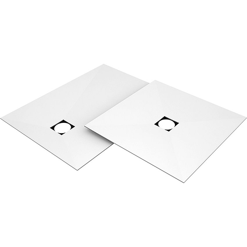 White Wedi Fundo Top Primo shower bases with offset drain