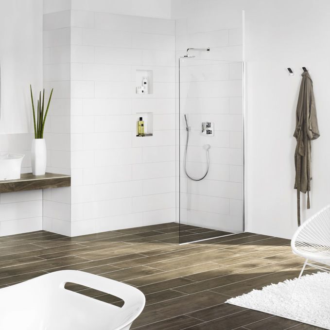Modern bathroom with wedi Sanwell wall niches in shower