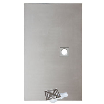 WetBase® wet room walk-in shower tray kit with centre offset drain, 1800 x 900mm. Designed for tiled floors, includes a fast-flow drain system.