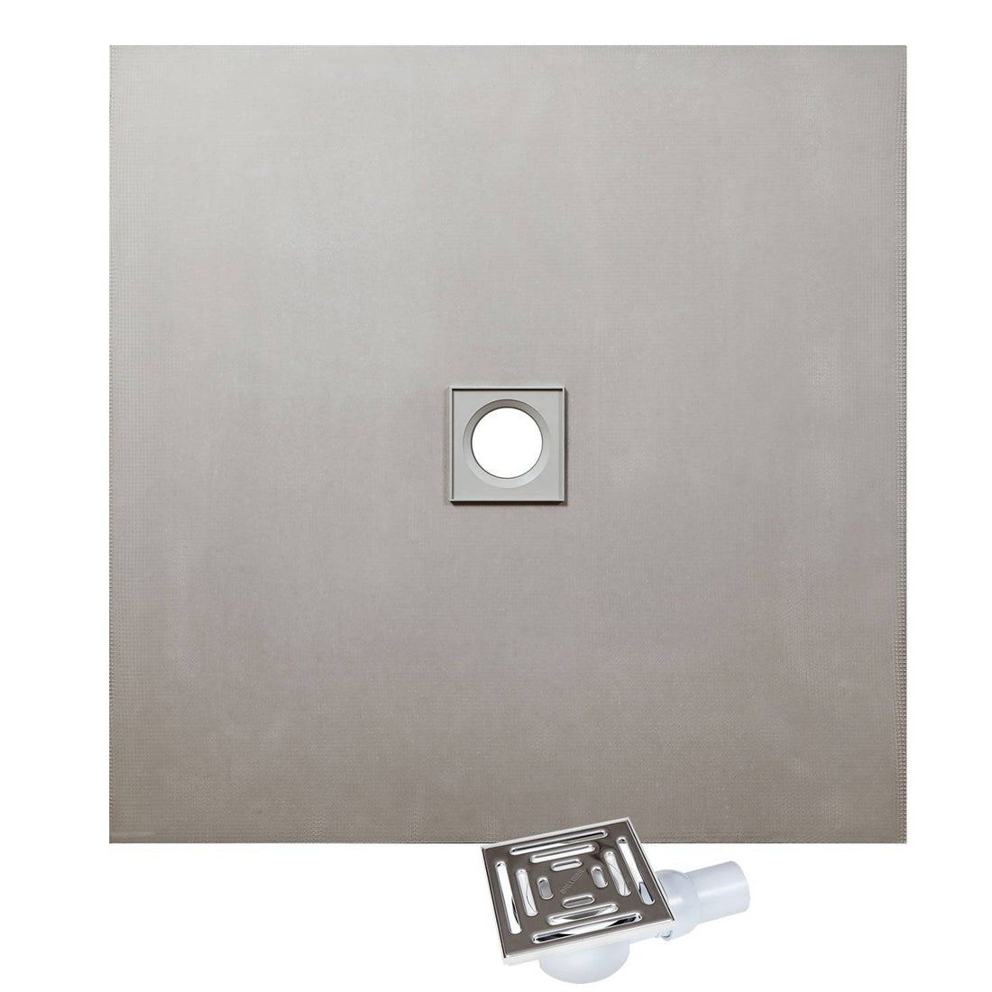 WetBase shower tray kit with center drain, 800x800mm.