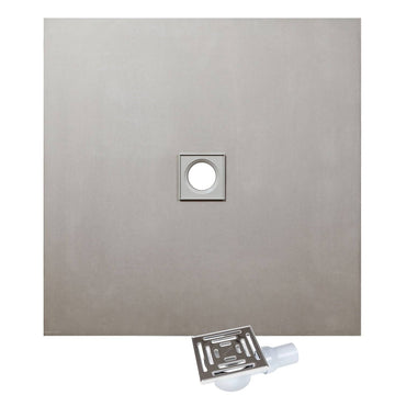 WetBase shower tray kit with center drain, 800x800mm.