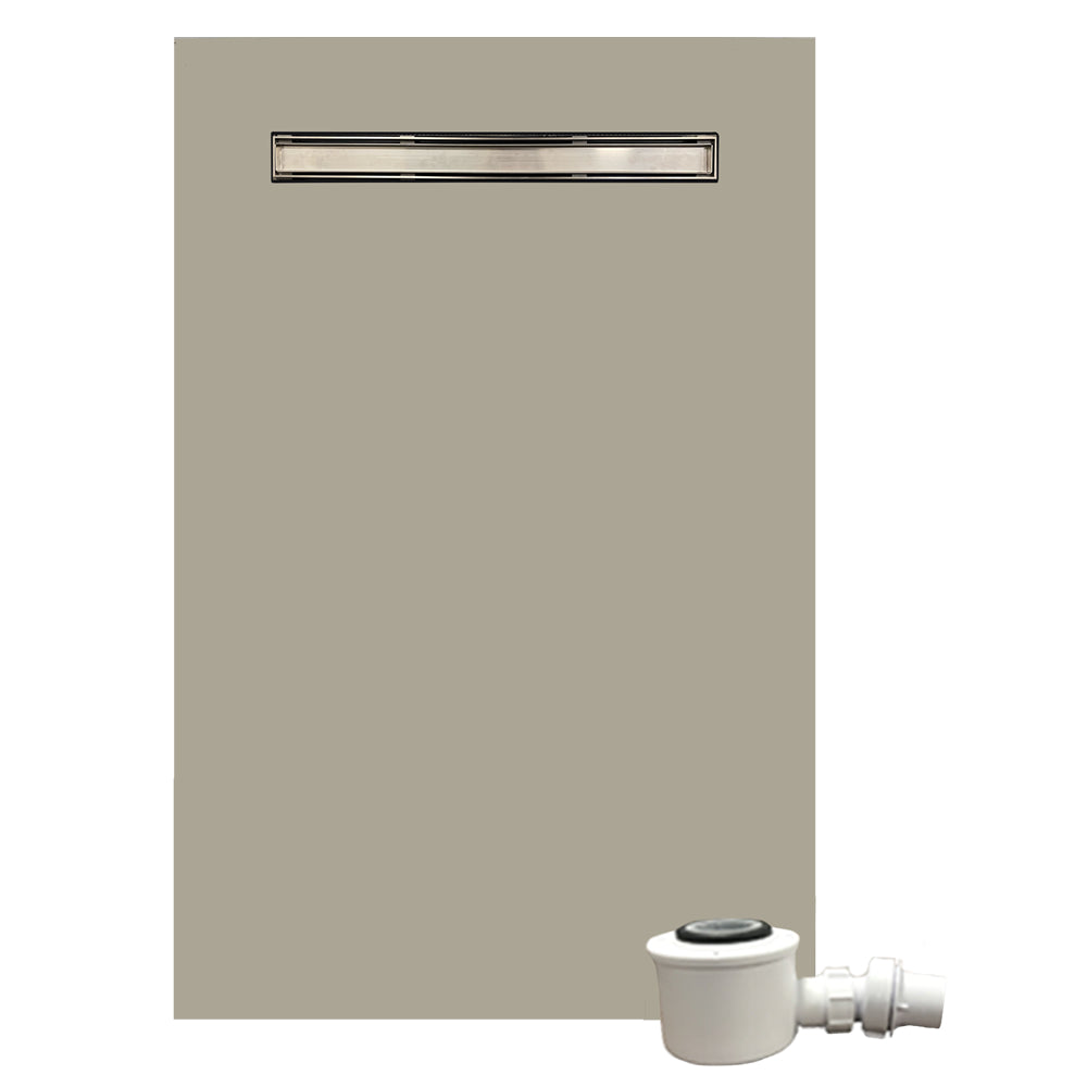 WetBase® Linear Wet Room Shower Tray Kit with reversible cover, 1300 x 800mm. Ideal for tiled floors with a fast flow drain for efficient water drainage.