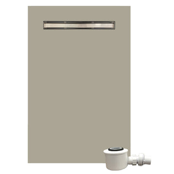 WetBase® Linear Wet Room Shower Tray Kit with reversible cover, 1600 x 900mm. Features a sleek, tile-ready surface and efficient drainage system.