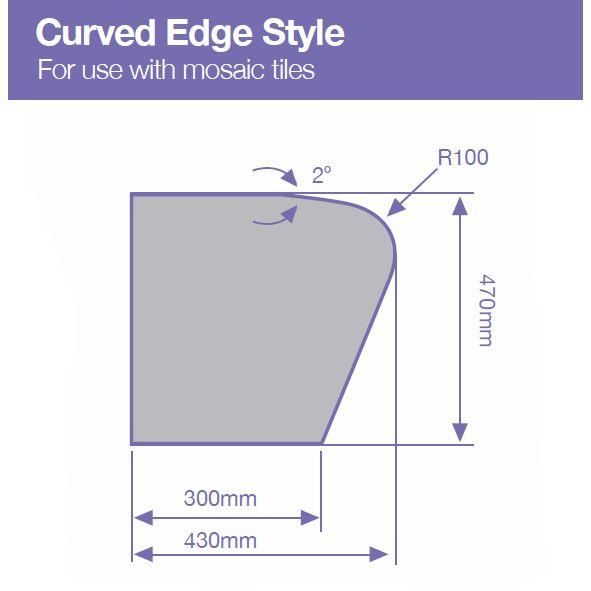 Jackoboard Curved Edge Wet Room Bench - Dimensions