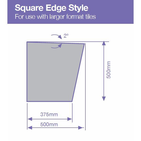 Tileable wet room shower bench seat with square edge