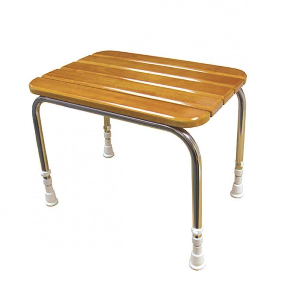 AKW Medicare wooden shower stool with metal legs