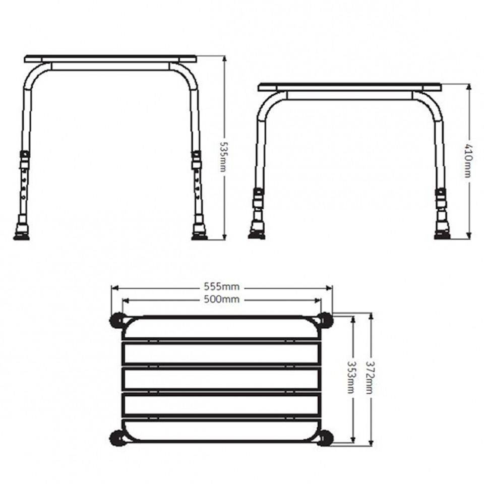 AKW Medicare wooden shower stool with metal legs